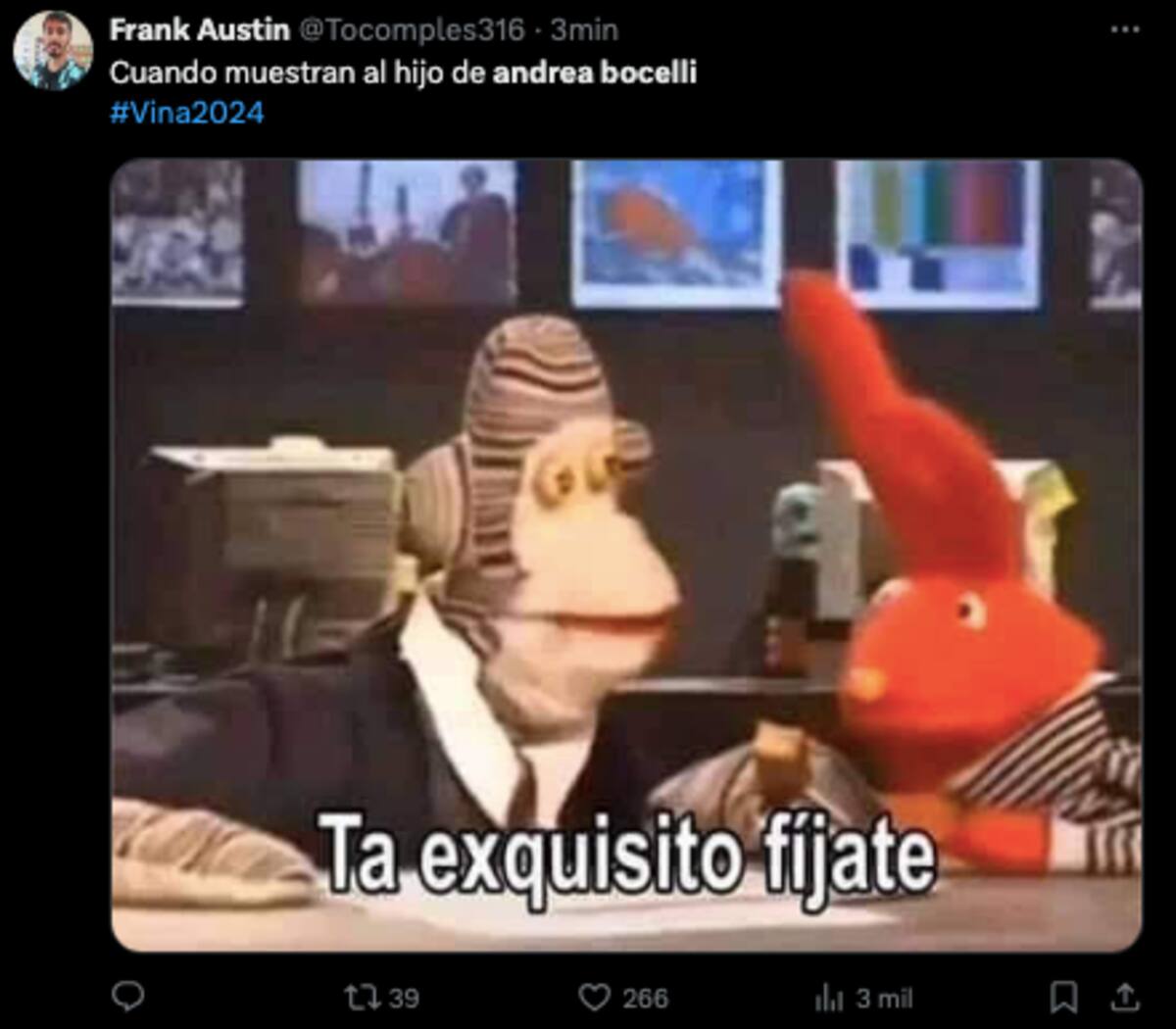 Reacción por la presentación de Matteo Bocelli.