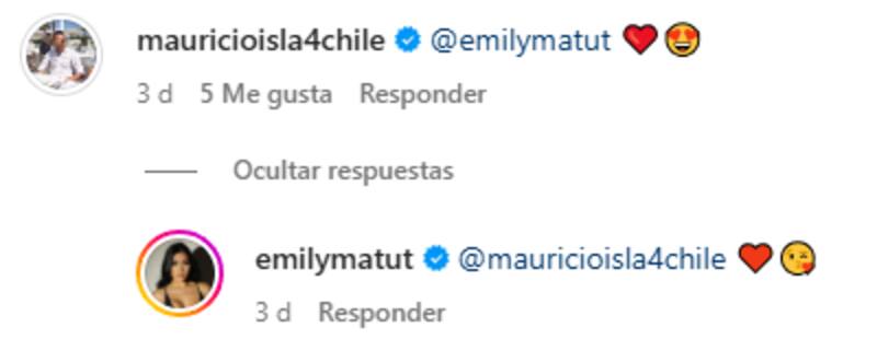 Uno de sus intercambios en los comentarios de Instagram.