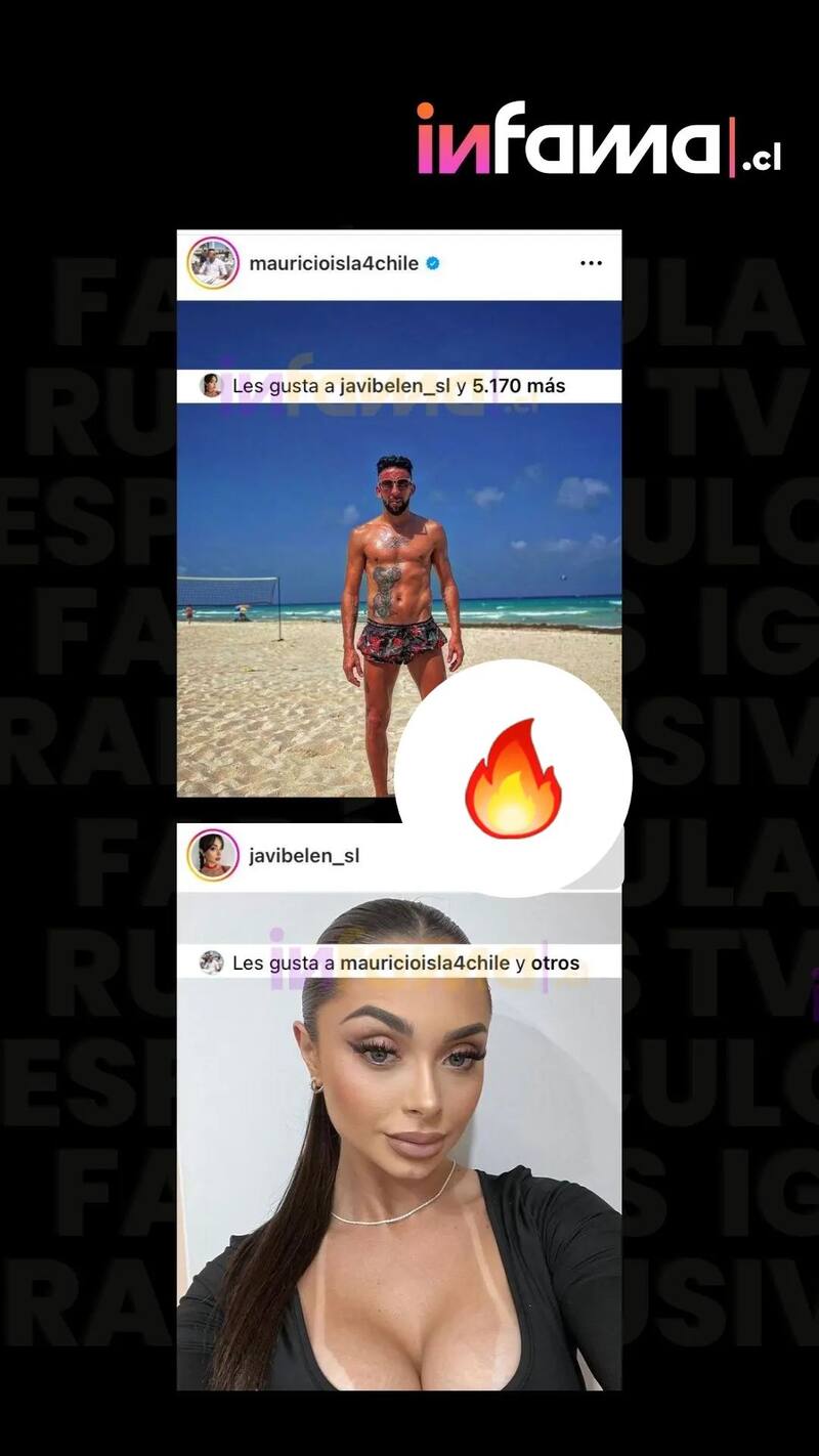 Mauricio Isla y Javiera Belén interactuando en Instagram.