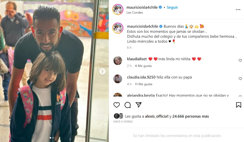Publicación de Instagram de Mauricio Isla
