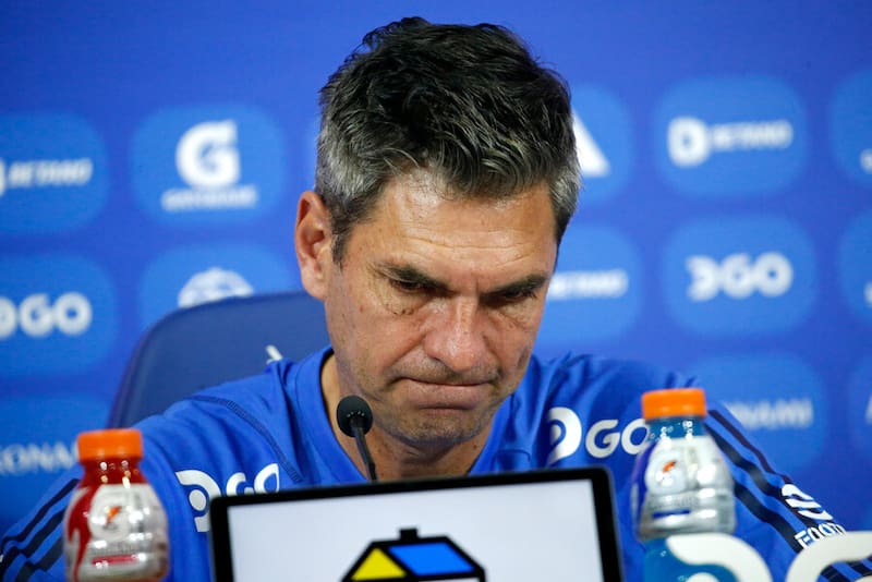 El director técnico de la U en conferencia de prensa. Foto: Aton.