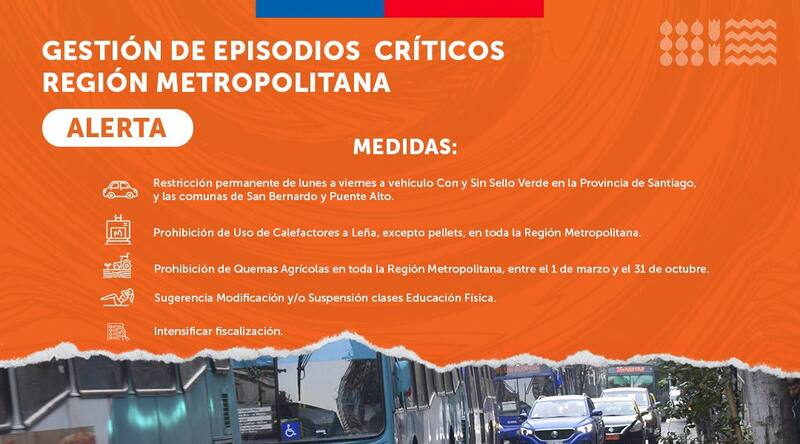 Medidas por Alerta Ambiental en la Región Metropolitana. Créditos: @DPR_RM