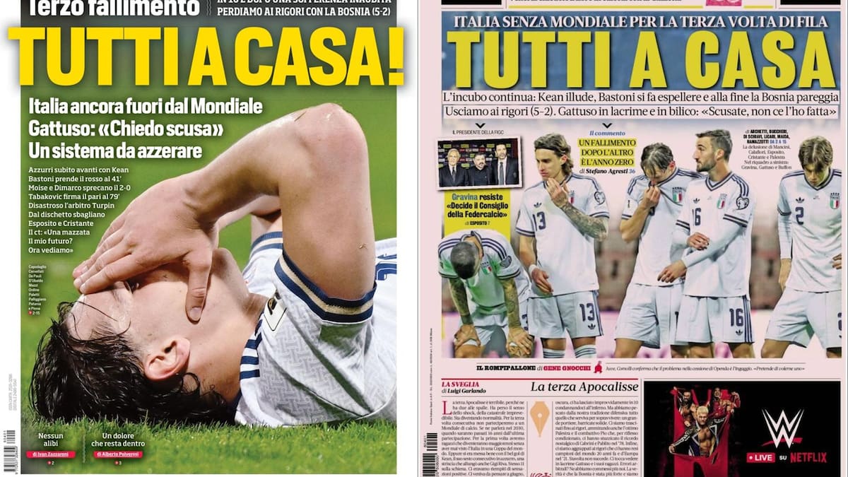 “¡Que se vayan todos!”: medios italianos explotan con la Azzurra tras quedar fuera del Mundial por tercera vez consecutiva