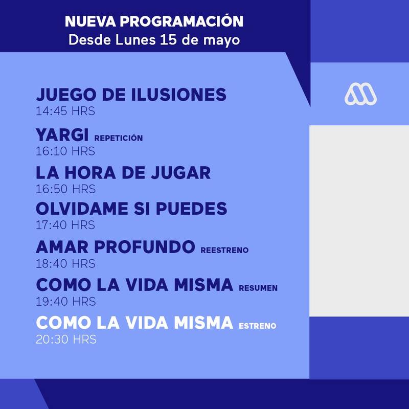 Cambios en la programación de Mega/ Créditos: Mega