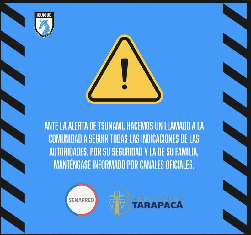 de Deportes Iquique en medio de la alerta de Tsunami.