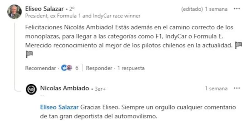 El único chileno en la historia de la F1 apoya a su posible "heredero".