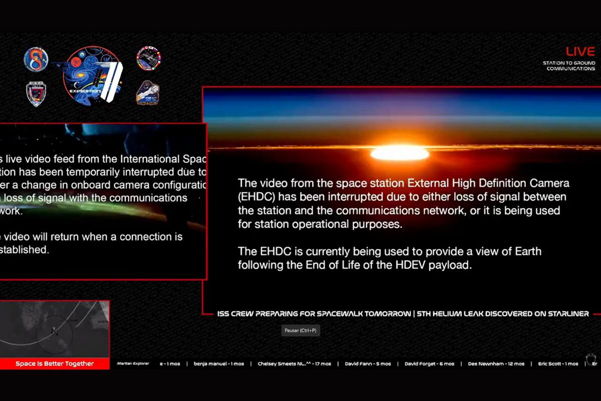 Con este mensaje se interrumpió la transmisión en vivo desde la Estación Espacial Internacional este miércoles.
