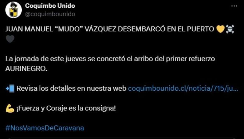 Coquimbo Unido presentó a otro Mudo Vázquez como su primer refuerzo
