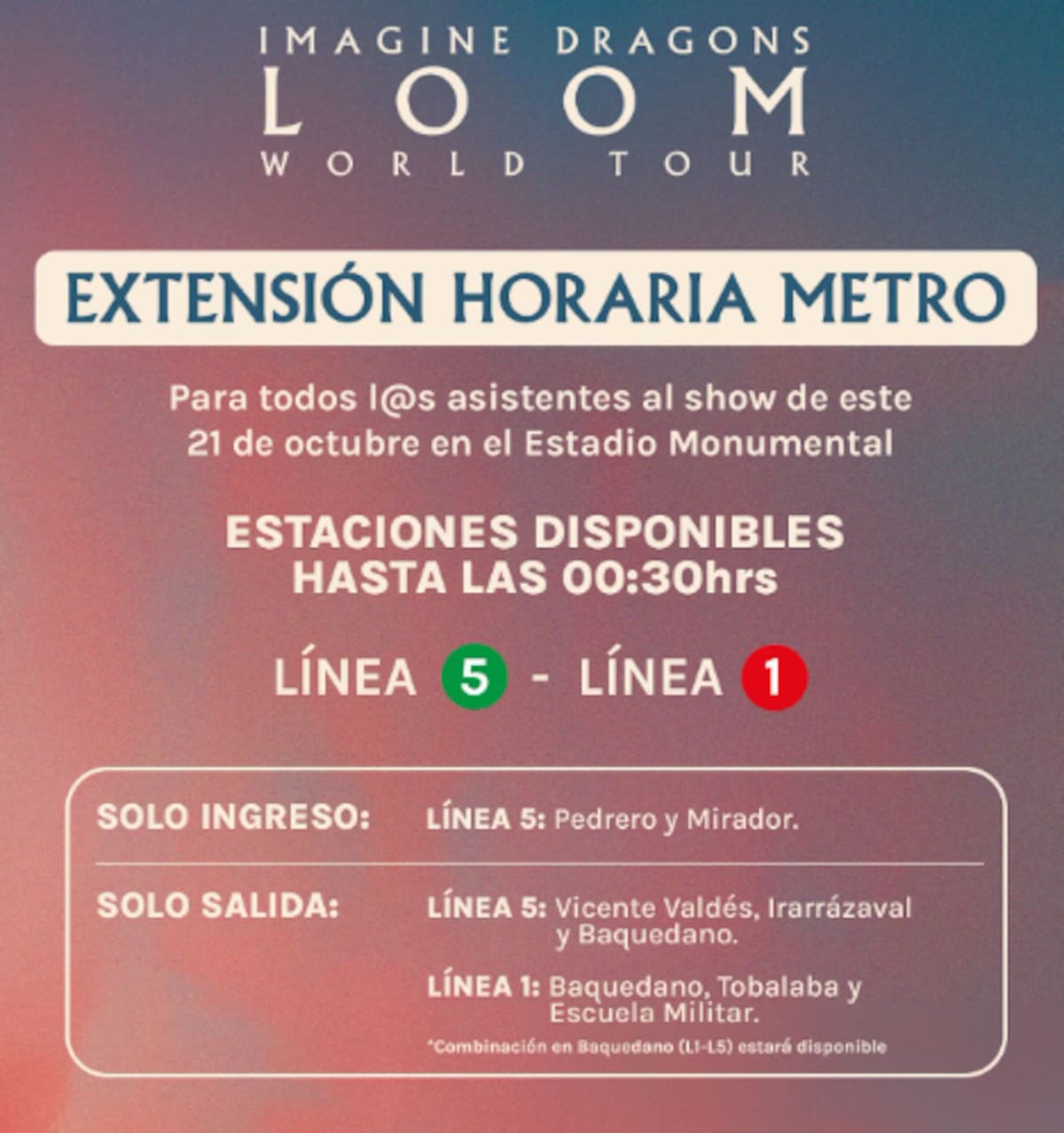 La extensión será para este martes 21 de octubre. Créditos: DG Medios y Metro de Santiago.
