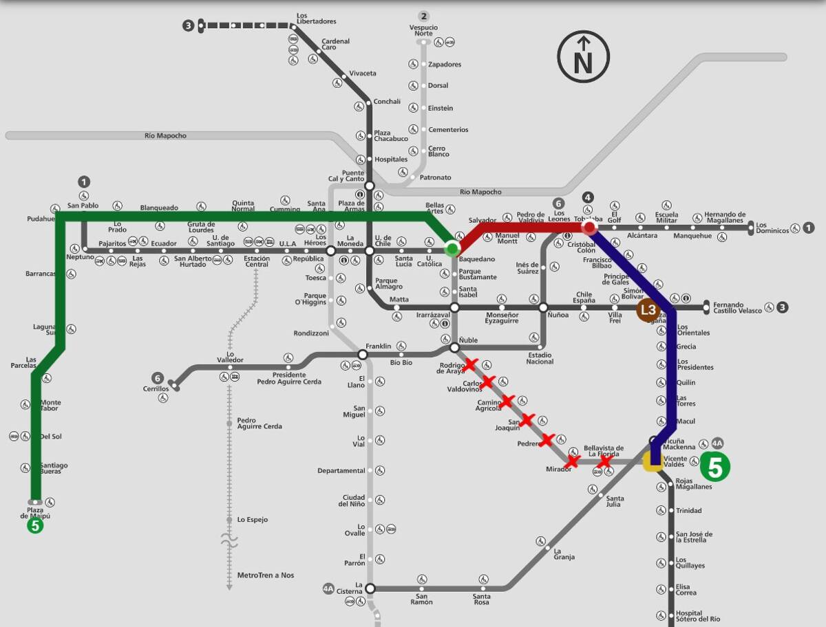 Ruta alternativa hasta plaza de Maipú.