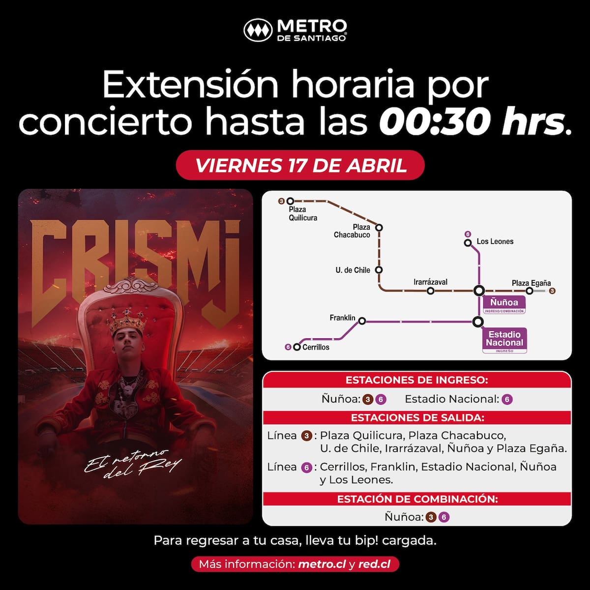 La medida estará disponible solo este 17 de abril de 2026. Foto: Metro vía X.