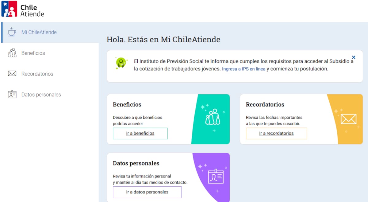 Así se ve la plataforma de "Mi Chile Atiende".