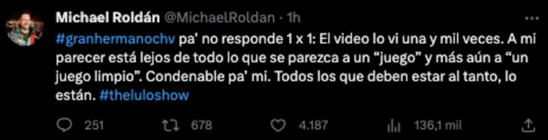 Michael Roldán en Twitter.