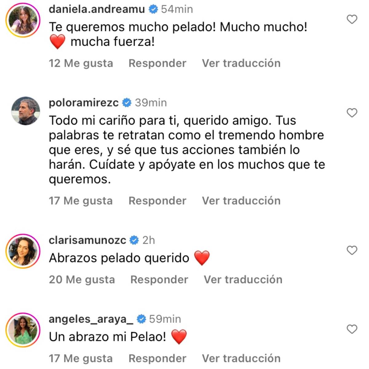 Algunos de los mensaje de apoyo que recibió Miguel Acuña. Foto: Instagram.