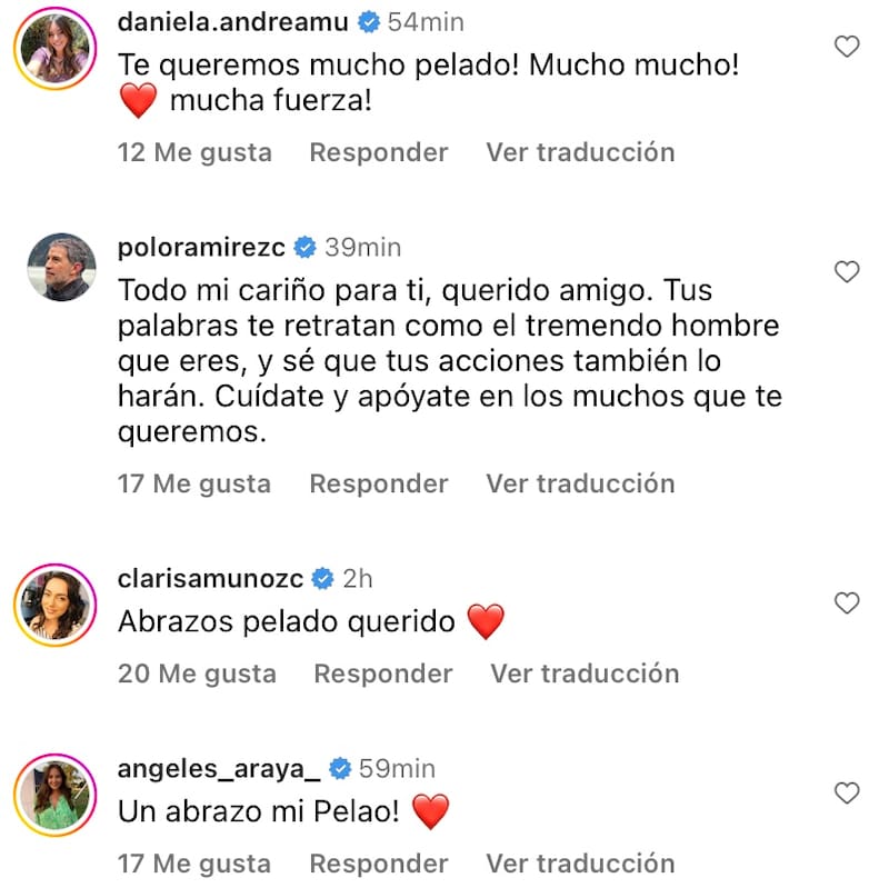 Algunos de los mensaje de apoyo que recibió Miguel Acuña. Foto: Instagram.