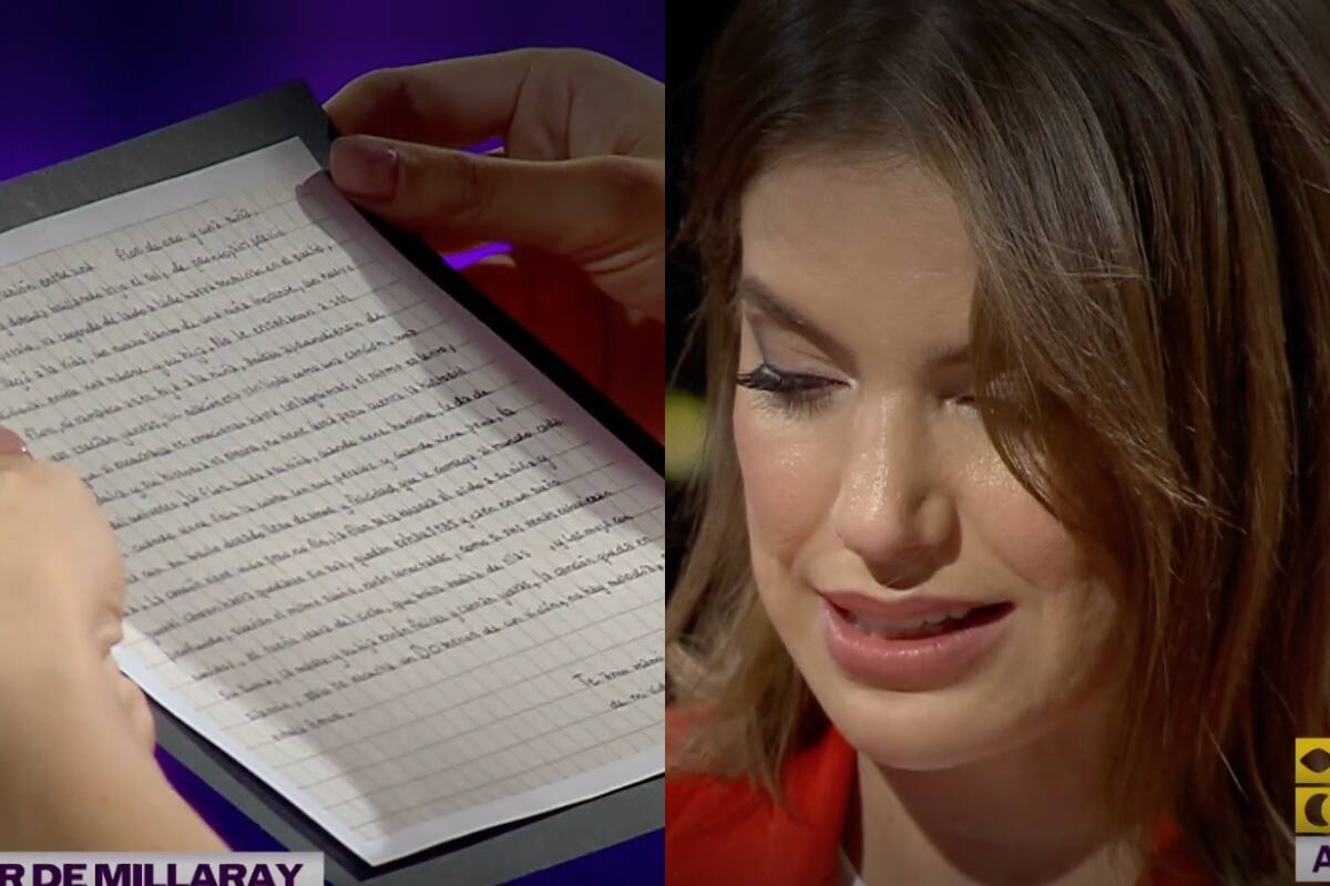Millaray Viera leyendo la carta de Julieta en "Buenas Noches a Todos".