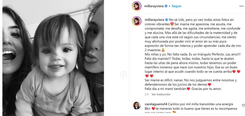 El mensaje de Millaray Viera en sus redes sociales / Créditos: Instagram