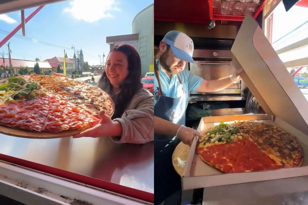 El local se hizo viral en redes sociales por sus pizzas gigantes, que superan los 60 centímetros de diámetro. Créditos: Mr Pizza en Instagram.