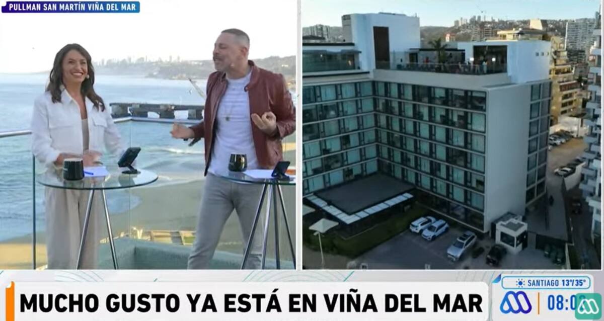 El matinal del canal organizador del Festival ya está en Viña del Mar. Créditos: Captura Mega