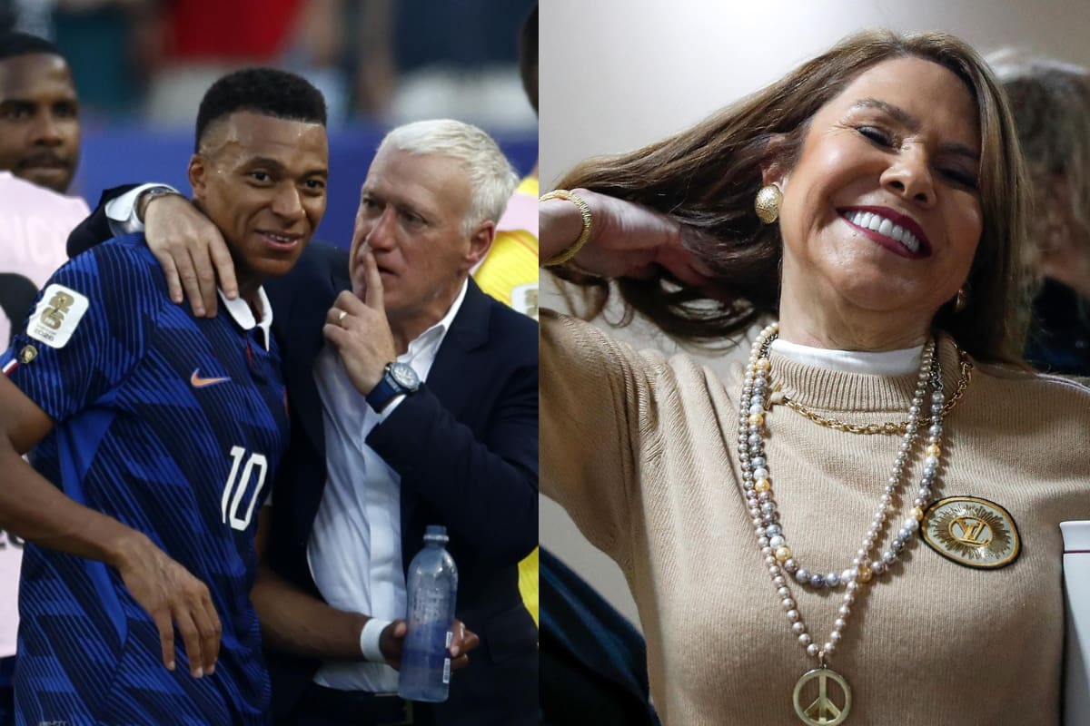 Kylian Mbappé y Celeste Amarilla. Foto: EFE.