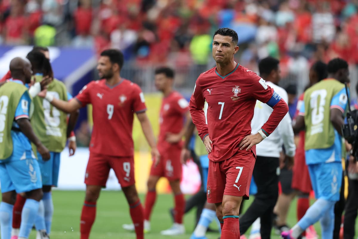 Cristiano Ronaldo, tras el empate de Portugal con el Congo en Houston. Foto: EFE.
