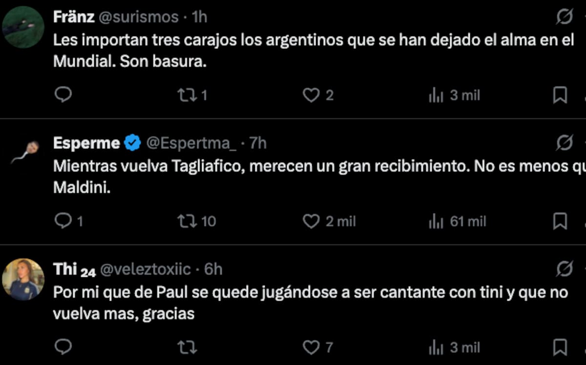 Hinchas argentinos cuestionaron decisión de Messi y De Paul. Foto: Captura.
