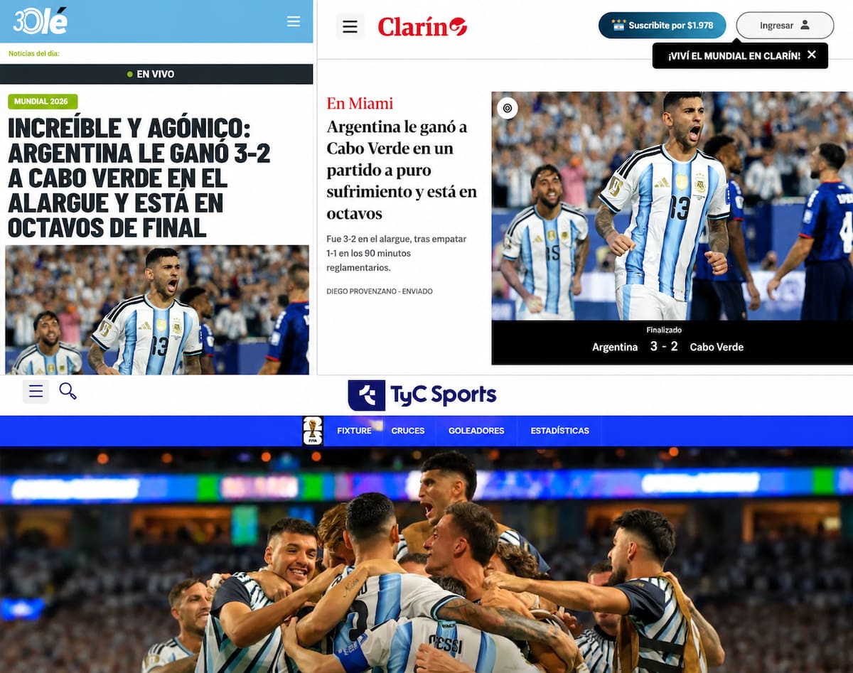 “Increíble” y “partido de infarto”: así reaccionó la prensa argentina tras el dramático triunfo sobre Cabo Verde.