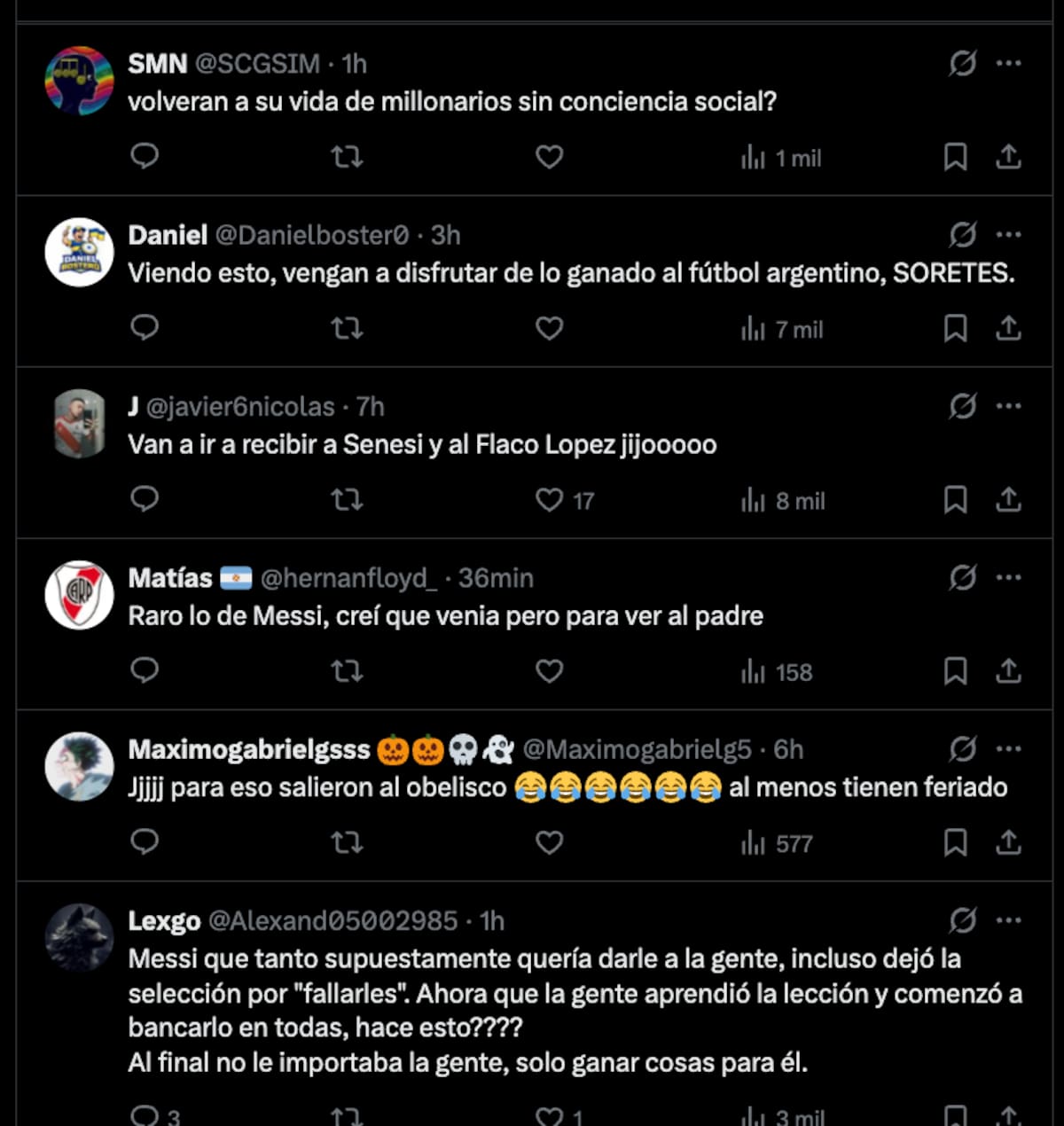 Hinchas argentinos cuestionaron decisión de Messi y De Paul. Foto: Captura.