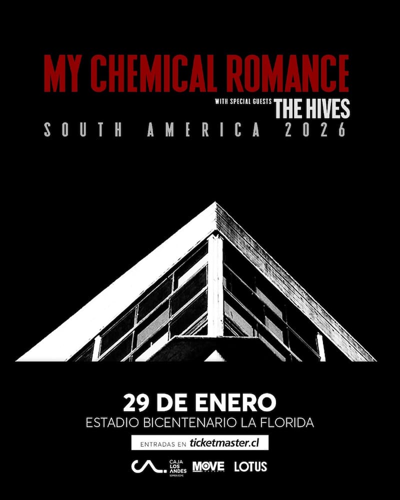 Afiche oficial del concierto que la banda dará en el Estadio Bicentenario de La Florida.