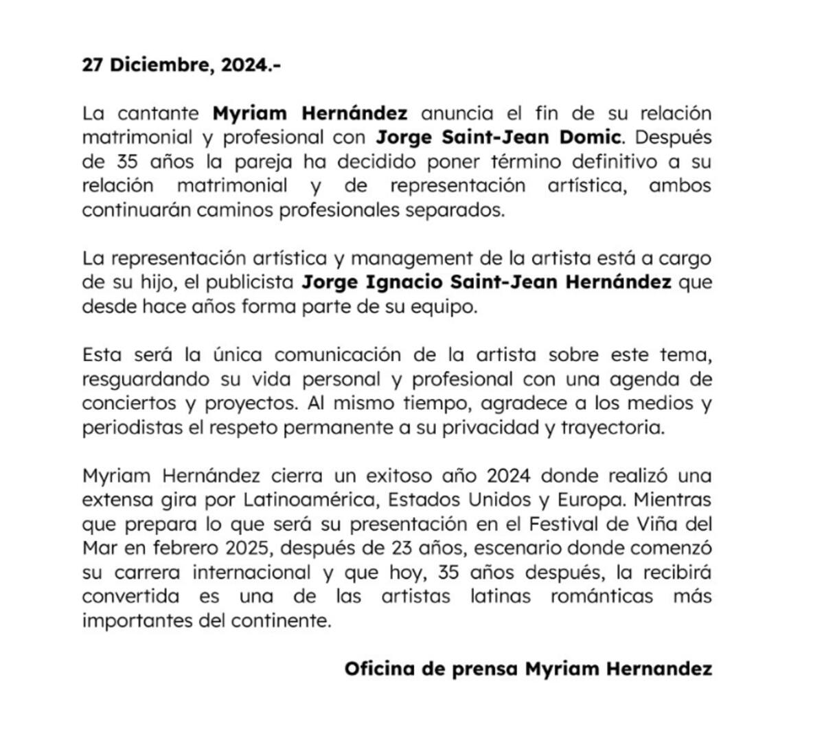 compartió un comunicado por redes sociales.