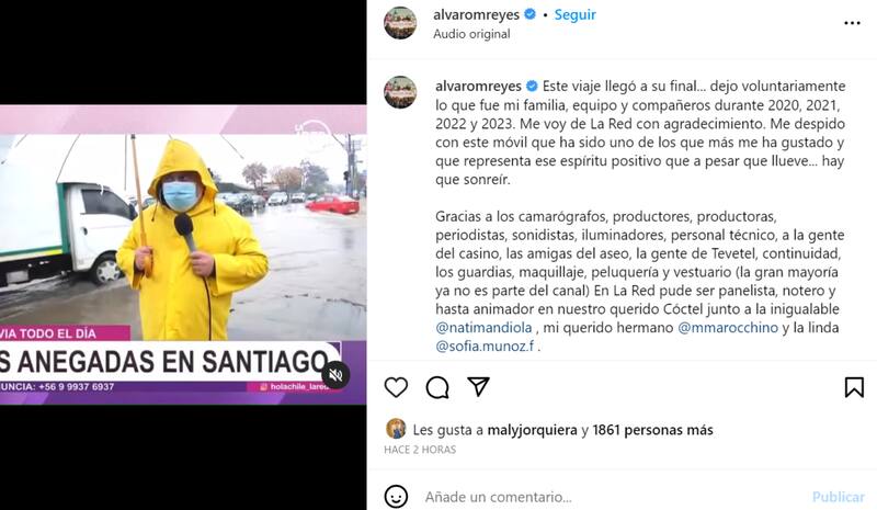 Publicación de Instagram de Nacho Pop