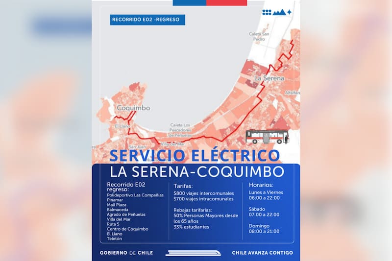 Trayecto de regreso de nuevo recorrido de línea E02.