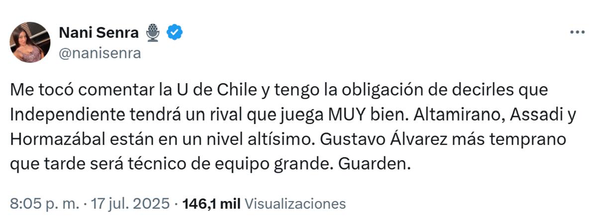 La periodista argentina abrió la polémica con una frase en X