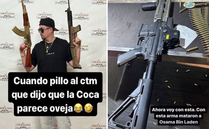 Nano Calderón en su paso por el museo de armamento en Miami. Créditos: Instagram