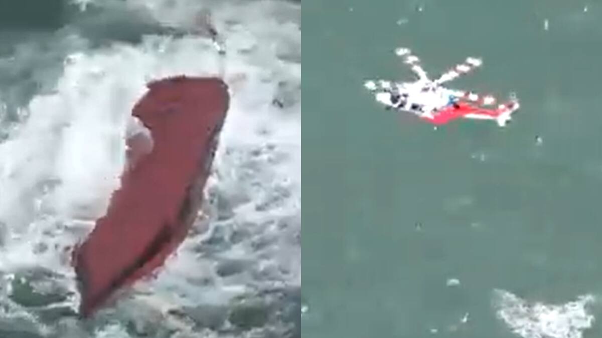 VIDEO | Impactantes imágenes aéreas del trágico volcamiento de un buque surcoreano: Hay 8 fallecidos