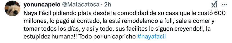 La infuencer se llenó de críticas.