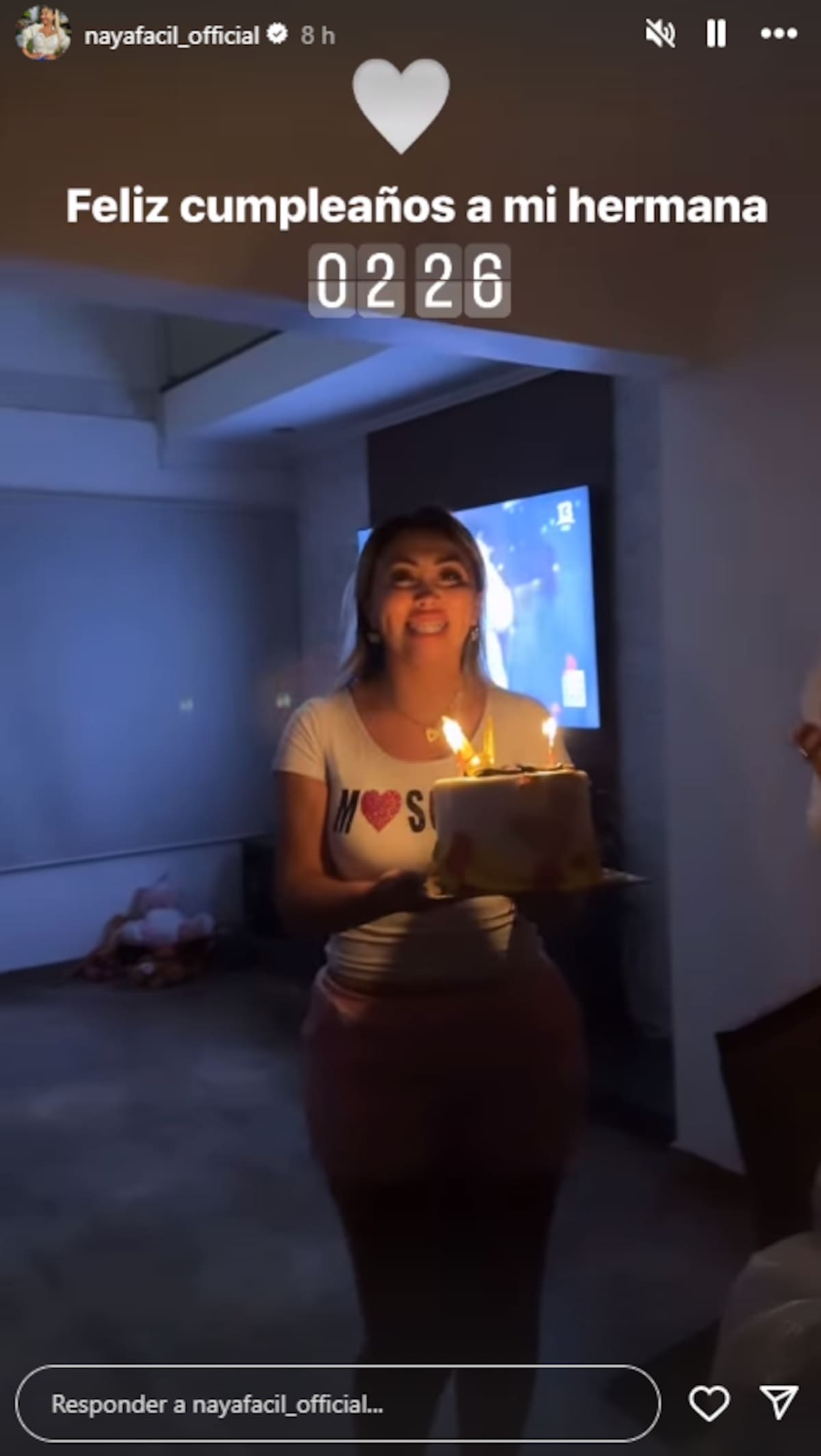 Naya Fácil celebró esta madrugada el cumpleaños de su hermana Sigrid.
