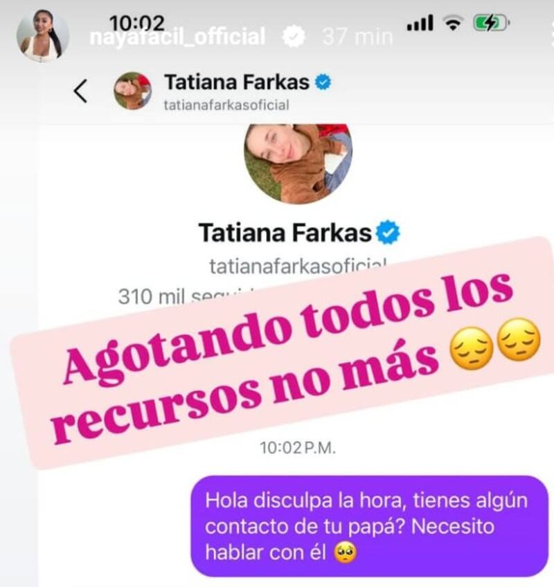 La influencer pidió ayuda a Leonardo Farkas. Créditos: Instagram