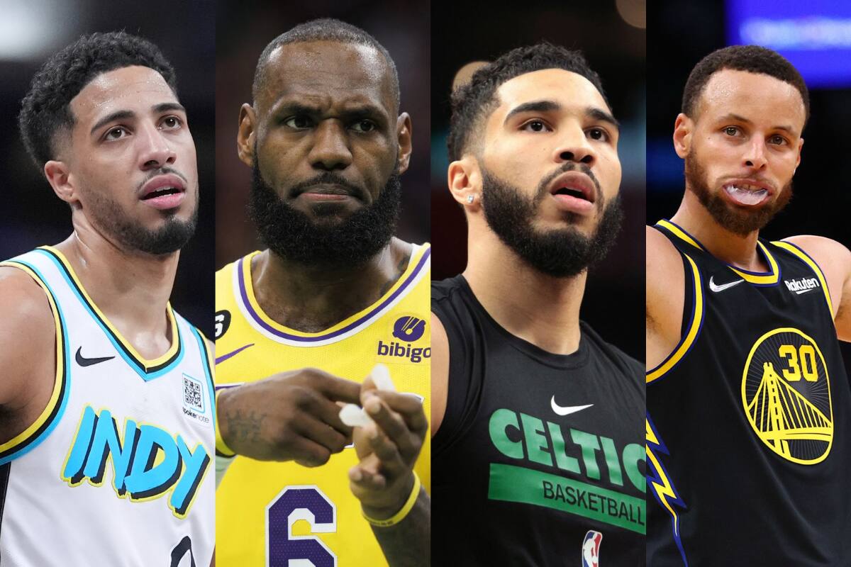 Tyrese Haliburton, LeBron James, Jayson Tatum y Stephen Curry.