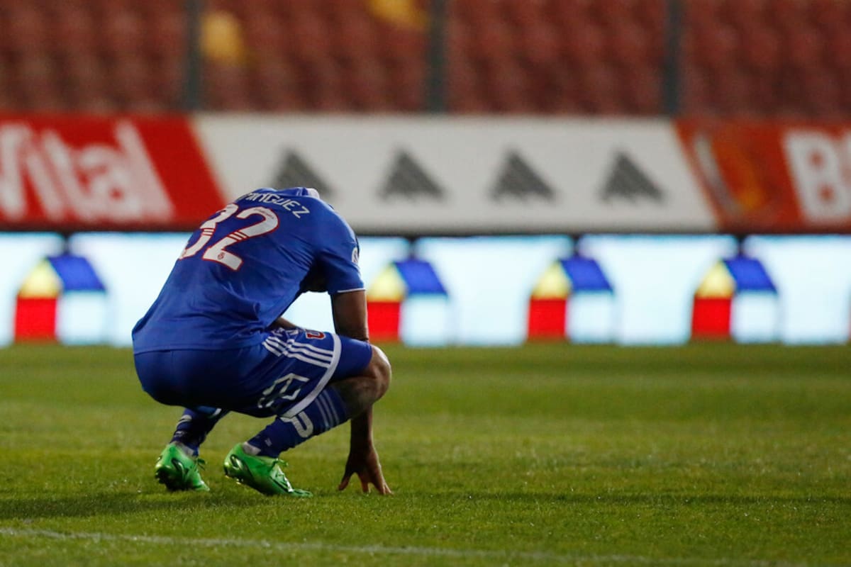 Nery Domínguez tras convertir un autogol en empate de la U vs Everton. Foto: Aton.