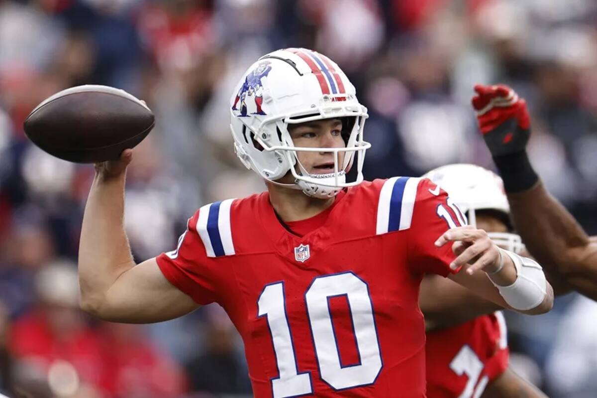 Drake Maye, figura de los Patriots. Foto: EFE.