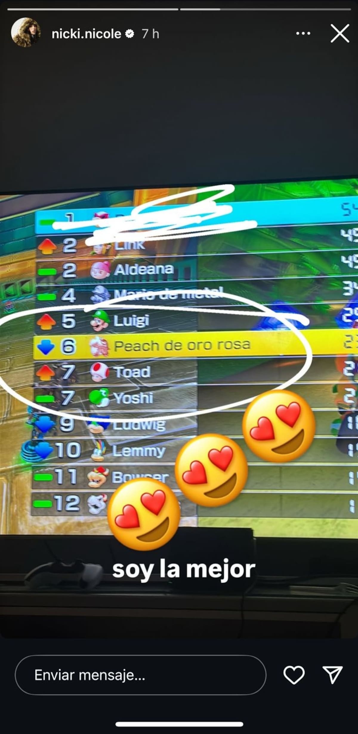 La cantante quedó en sexto lugar.