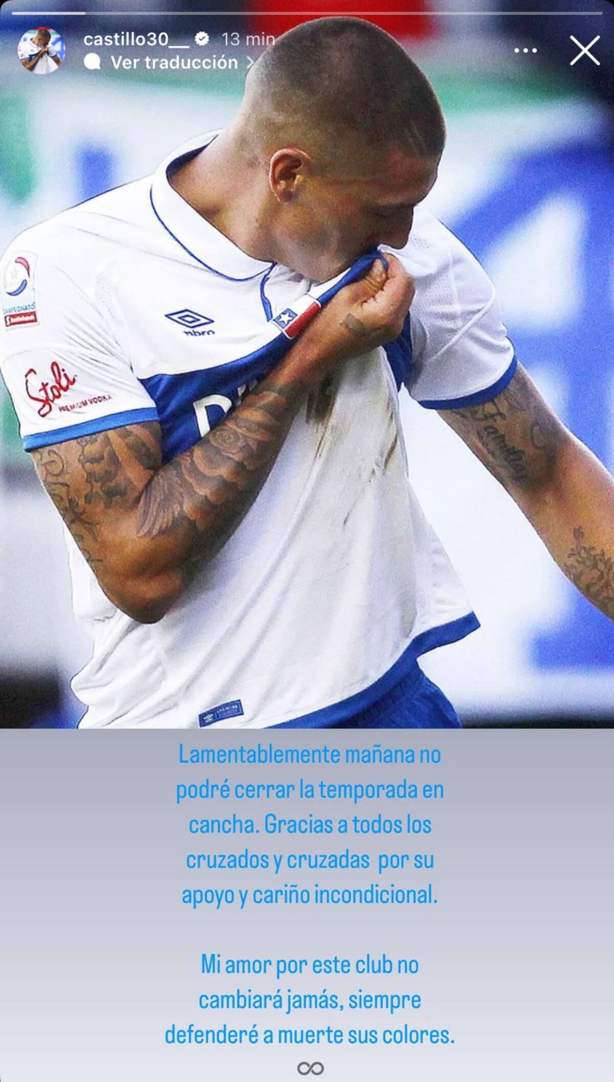 Nicolás Castillo despide su temporada en la UC.