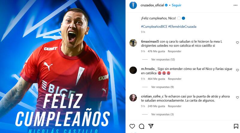 Los hinchas Cruzados se molestaron con el saludo de la UC al oriundo de Renca.