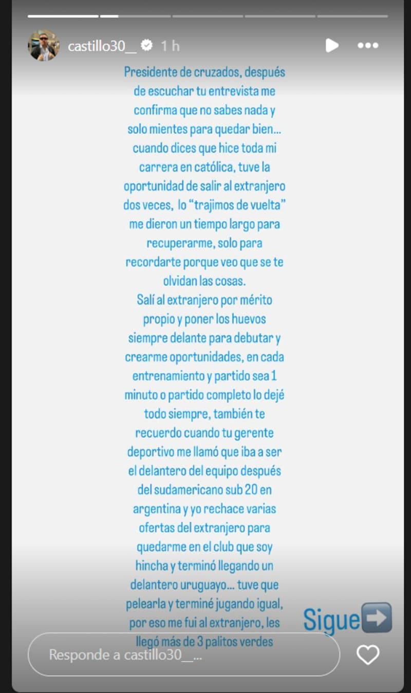 Mensajes en su Instagram.