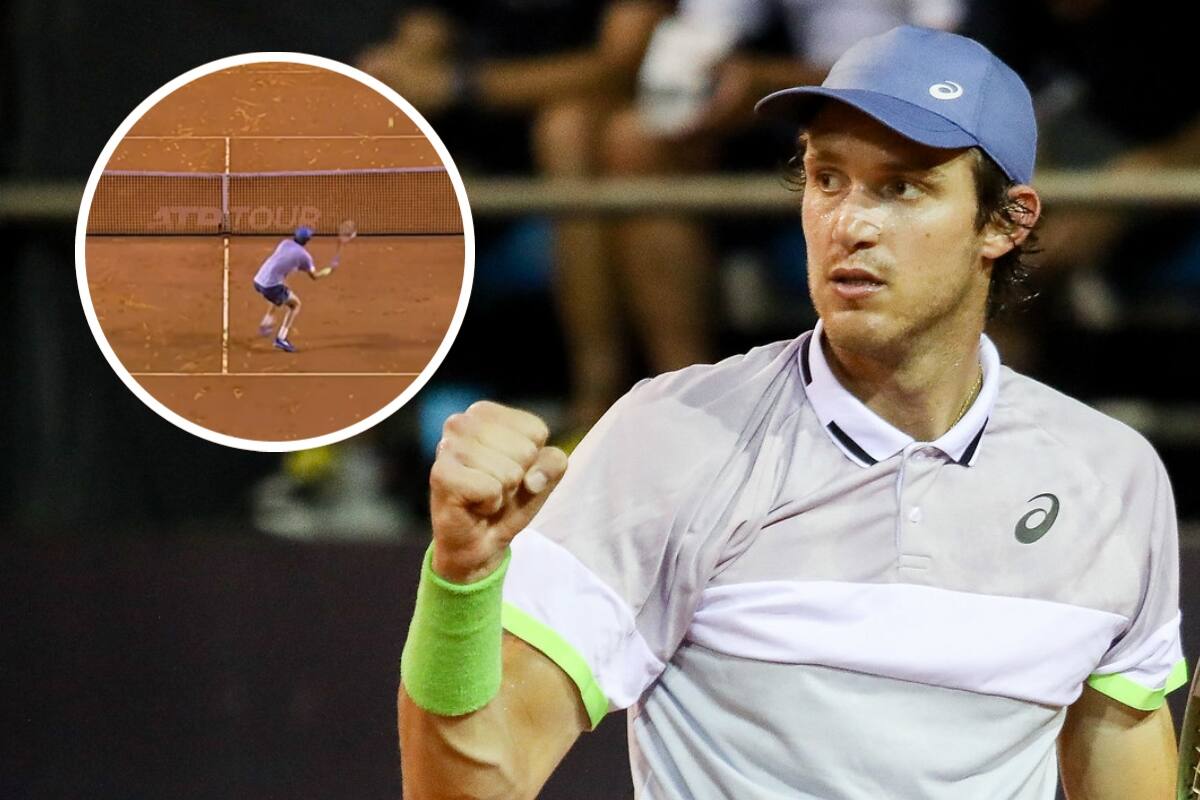 Nicolás Jarry mostró su habilidad en la volea ante Carlos Alcaraz (Foto TennisTV y RioOpenOficial, Twitter)
