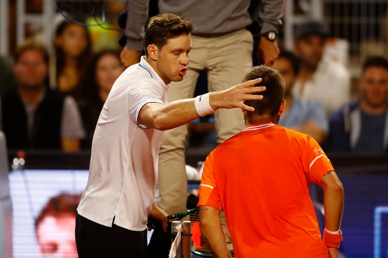 Nicolás Jarry y Corentin Moutet, en el ATP de Santiago. Agencia Aton