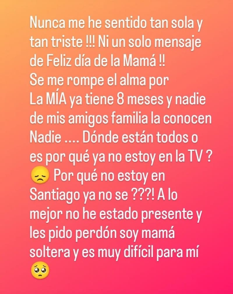 El descargo de Nidyan Fabregat. Créditos: Instagram