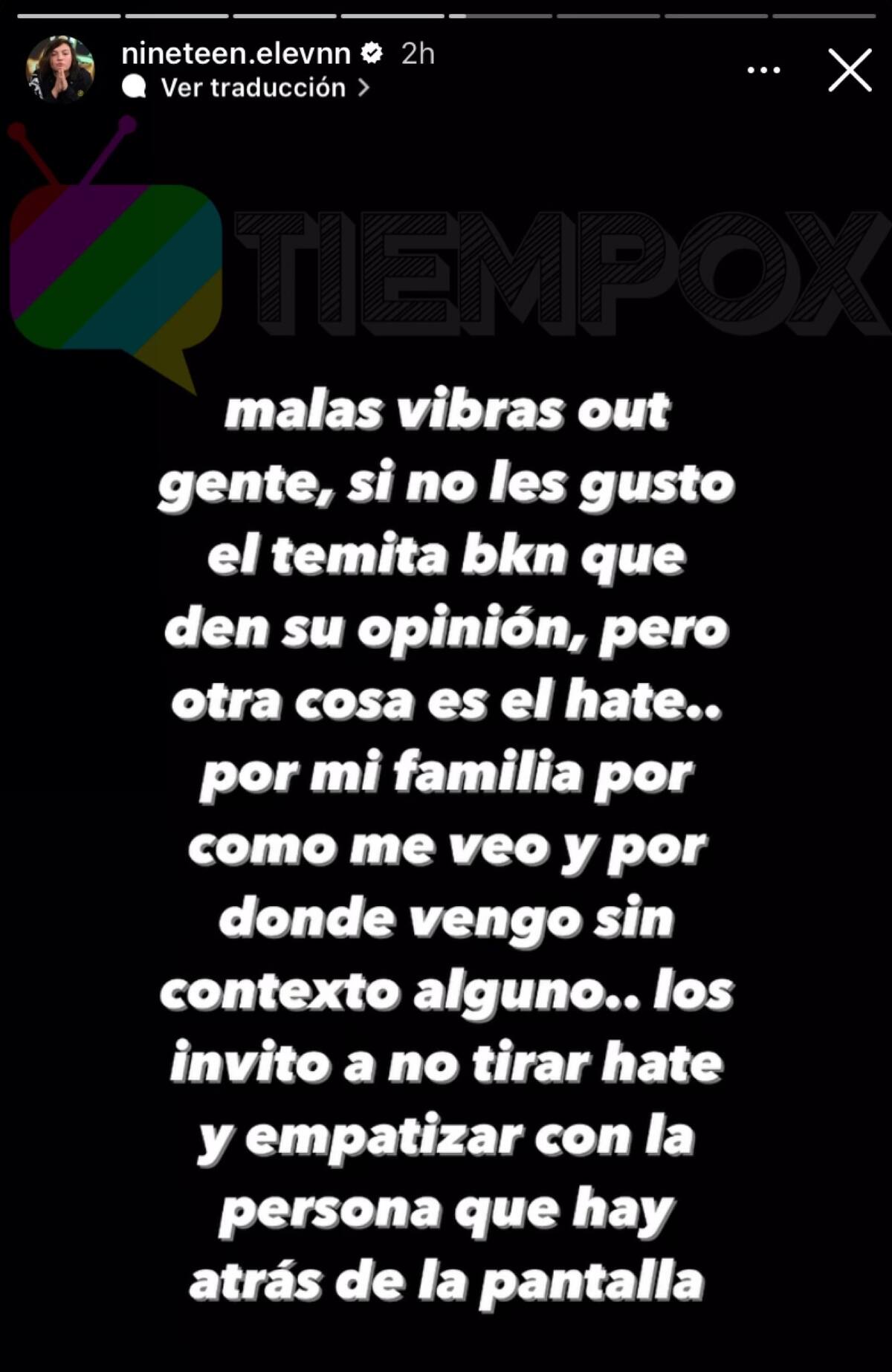 NineTeen Elevenn se defiende en redes. Foto: Instagram.