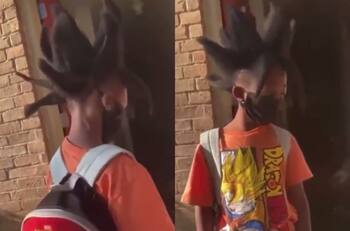 VIDEO | Niño se hace viral al cortarse el cabello como Goku